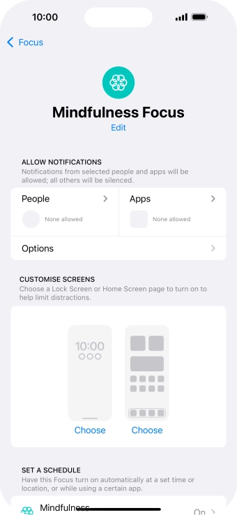 Press People and follow the instructions on the screen to select which contacts you would like to receive calls and notifications from when the selected focus mode is active. Press People and follow the instructions on the screen to select which contacts you would like to receive calls and notifications from when the selected focus mode is active.
