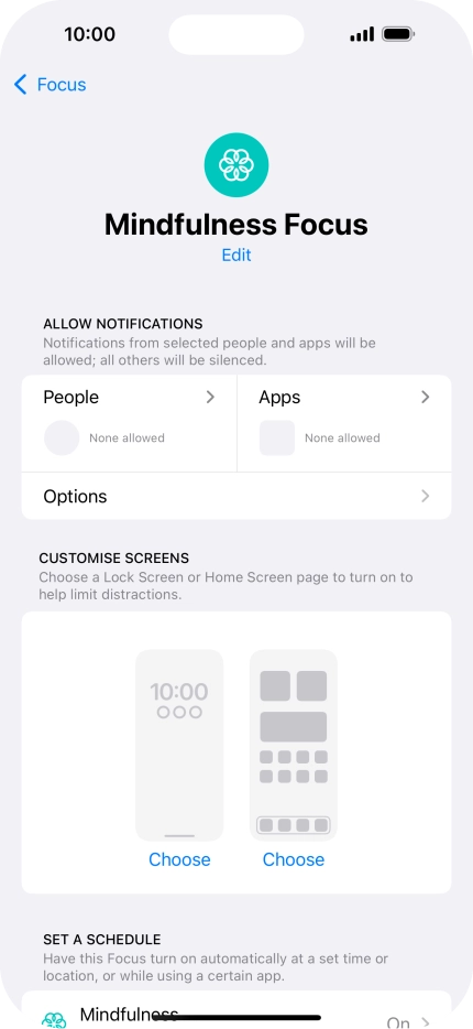 Press People and follow the instructions on the screen to select which contacts you would like to receive calls and notifications from when the selected focus mode is active. Press People and follow the instructions on the screen to select which contacts you would like to receive calls and notifications from when the selected focus mode is active.