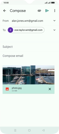 Press Subject and key in the subject of your email message.