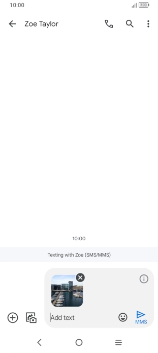 Press the text input field and write the text for your picture message.