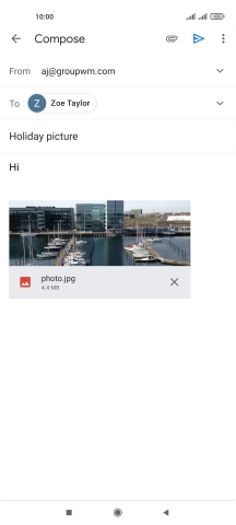 Press the send icon when you've finished your email message.
