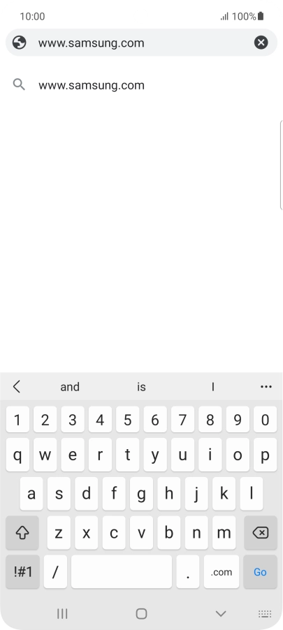Key in the address of the required web page and press Go.