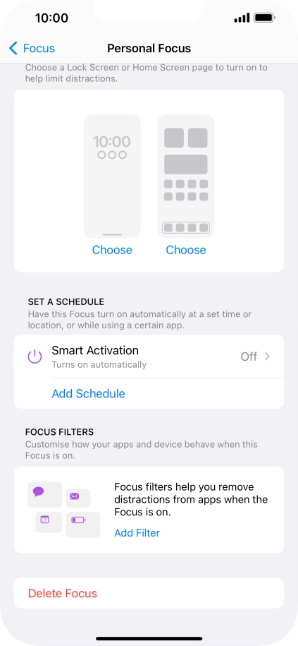 Press the required setting below 