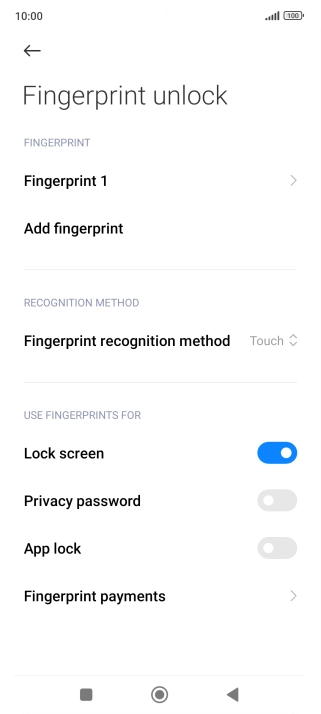 Press the indicators next to the required settings to turn them on or off.