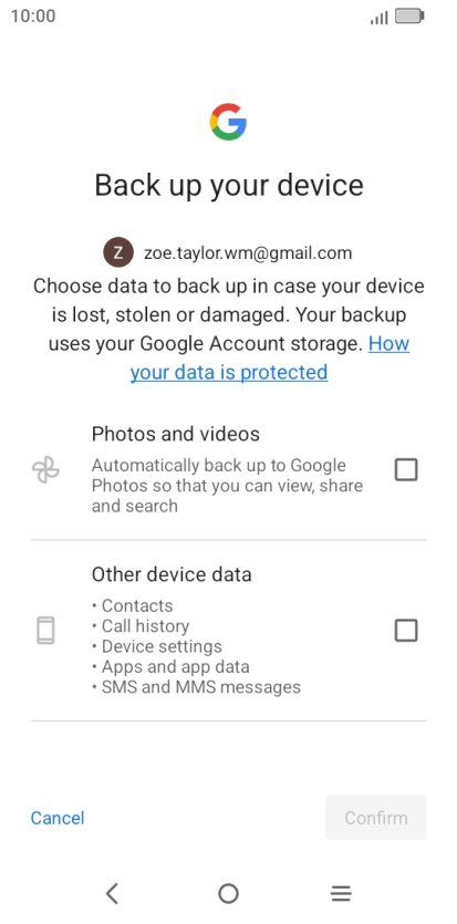 Press the fields next to the required data types to select them.