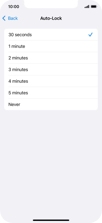 Press the required setting.