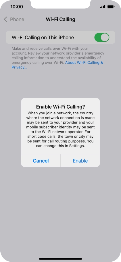 If you turn on the function, press Enable. If you turn on the function, press Enable.