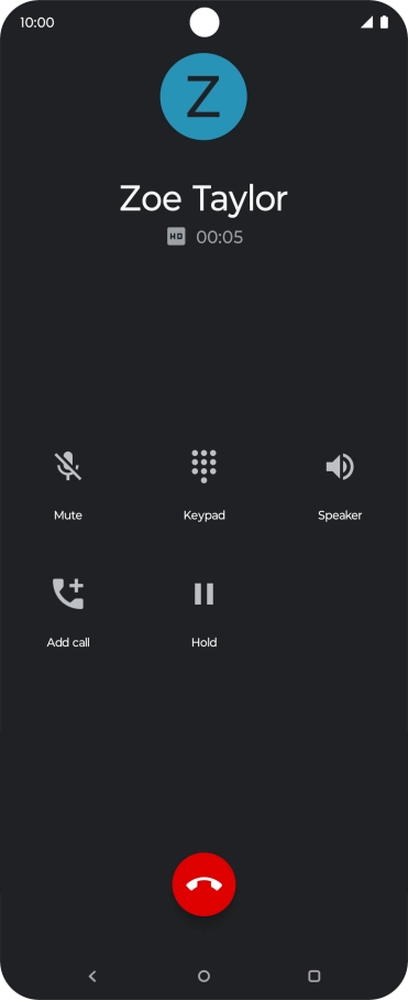 Press the end call icon.