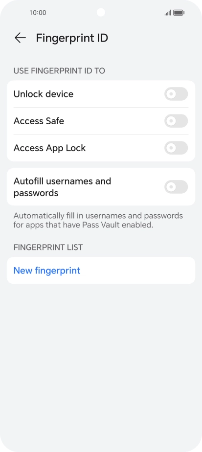Press New fingerprint.