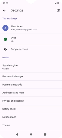 Press Privacy and security.
