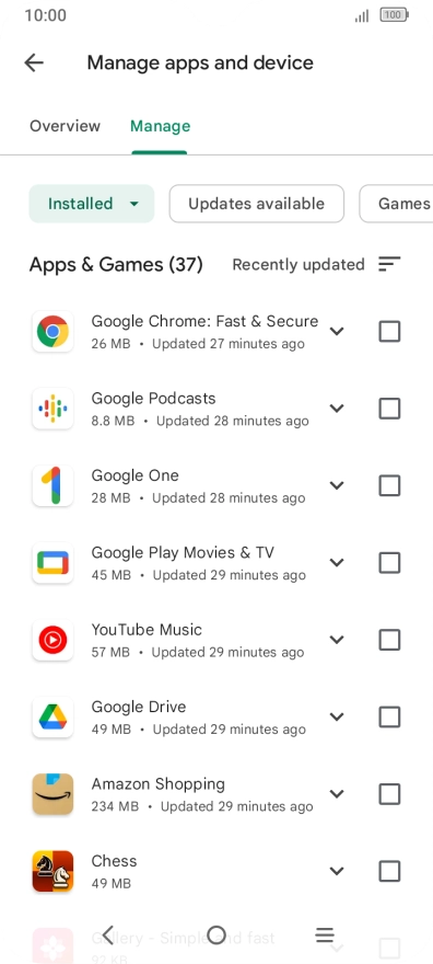 Press the required app. Press the required app.