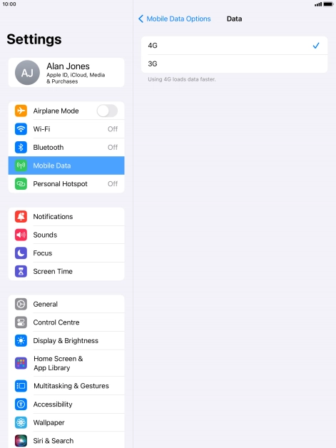 Press the required network mode.