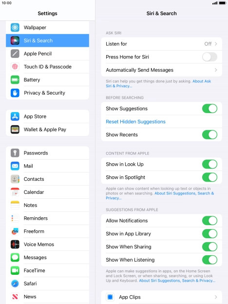 Press the indicator next to 