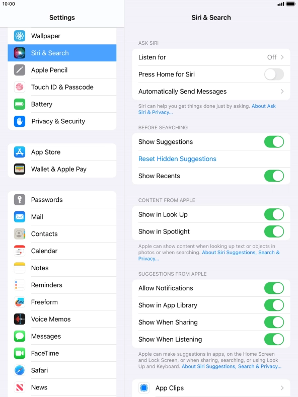 Press the indicator next to 