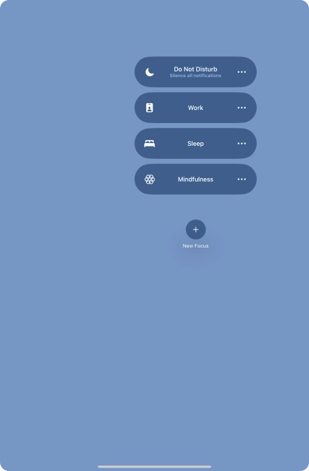 Press the required focus mode to activate or deactivate it immediately.