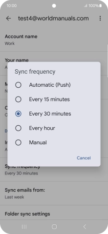 Press the required setting.