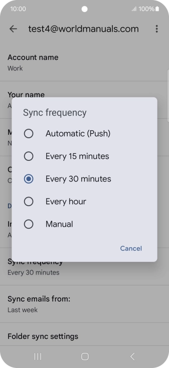 Press the required setting.