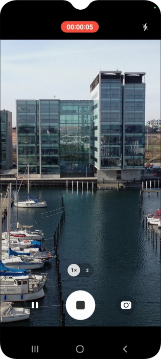 Press the stop icon to stop recording.