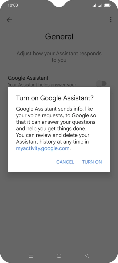 If you turn on the function, press TURN ON.