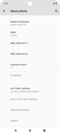 Your phone's software version is displayed below Android version.