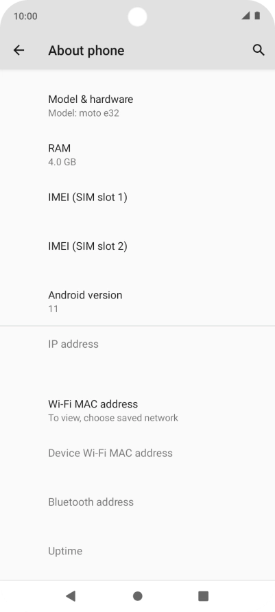 Your phone's software version is displayed below Android version.