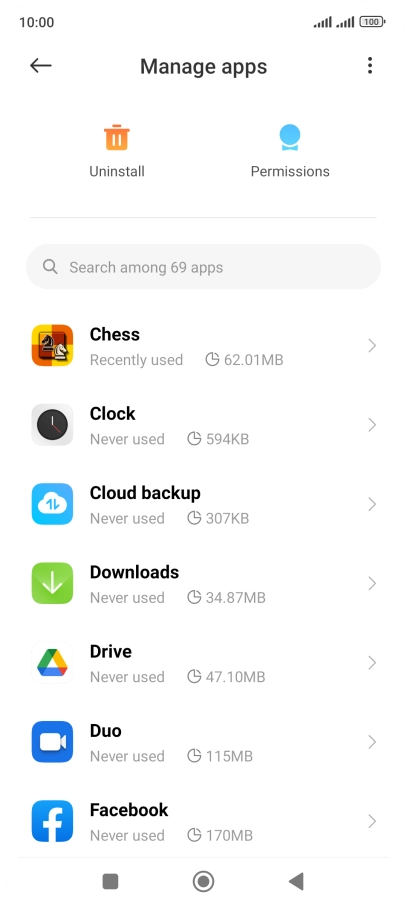Press the required app.