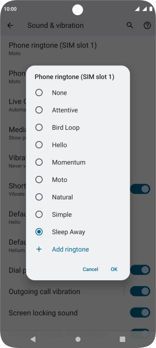 Once you've found a ring tone you like, press OK.