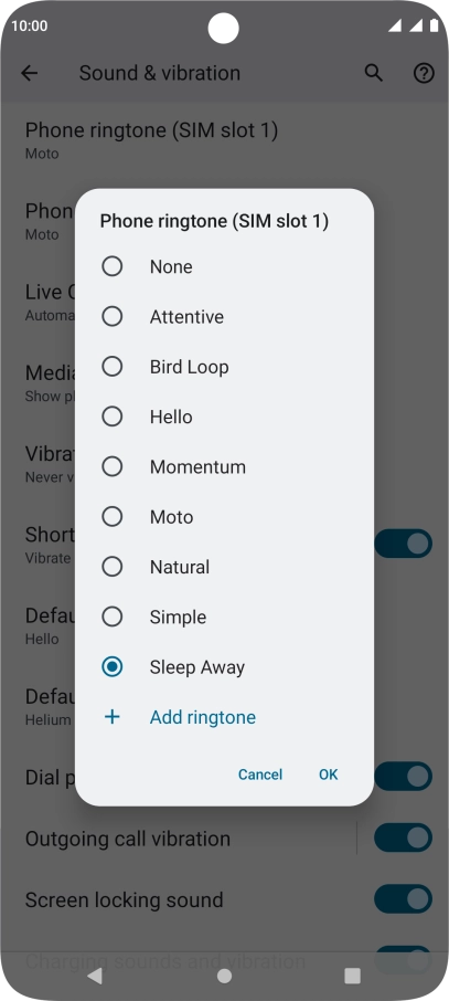 Once you've found a ring tone you like, press OK.