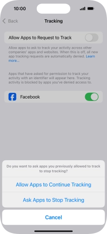If you turn off the function, press the required setting.
