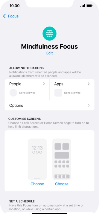 Press People and follow the instructions on the screen to select which contacts you would like to receive calls and notifications from when the selected focus mode is active.