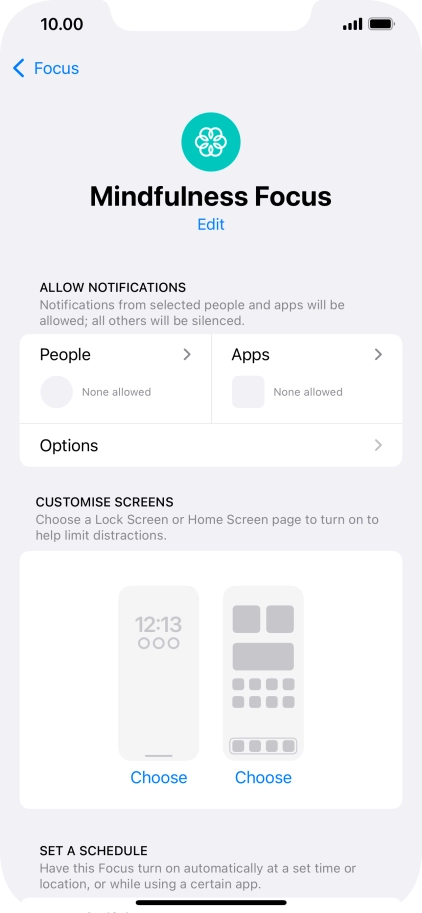 Press People and follow the instructions on the screen to select which contacts you would like to receive calls and notifications from when the selected focus mode is active.