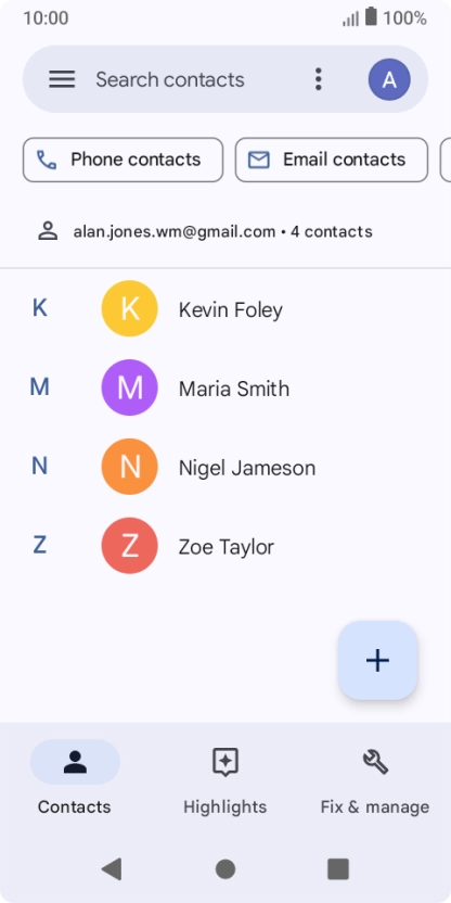 Press the new contact icon. Press the new contact icon.