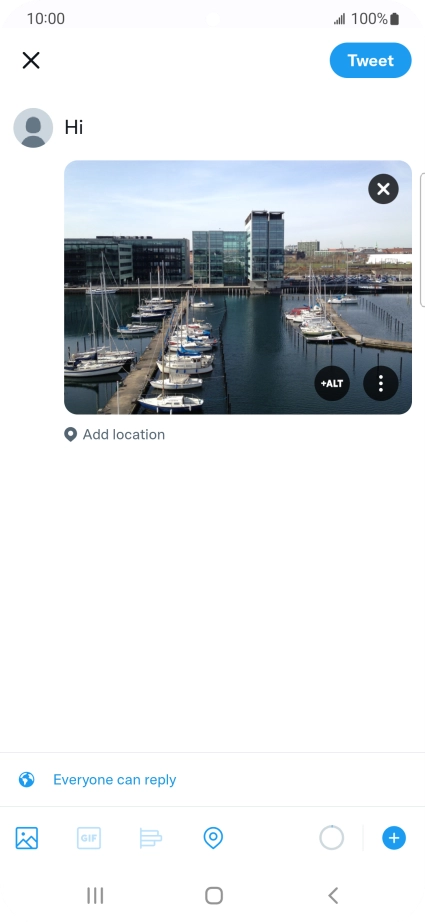 Write the required text and press Tweet. Write the required text and press Tweet.