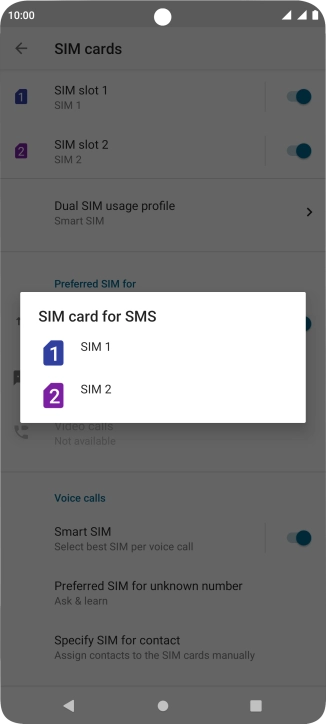 Press the required SIM.