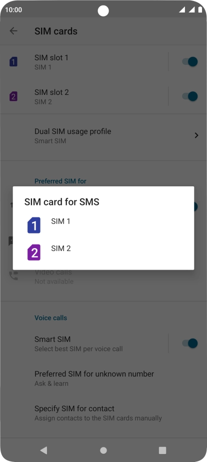 Press the required SIM.