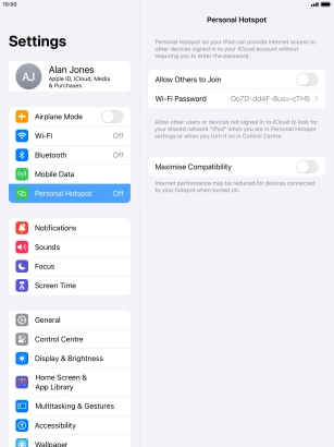 Press Wi-Fi Password and key in the required password.