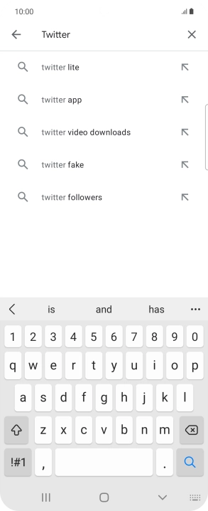 Key in Twitter and press the search icon.