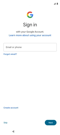 Press Email or phone and key in the username for your Google account.