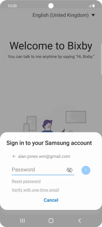 Press Password and key in the password for your Samsung account.