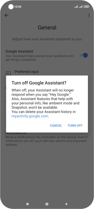 If you turn off the function, press TURN OFF.