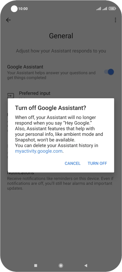 If you turn off the function, press TURN OFF.