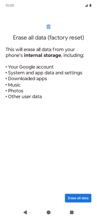 Press Erase all data.