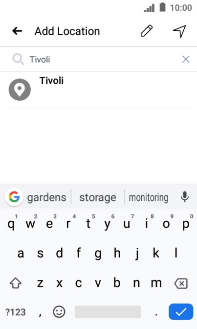 Press the required location.