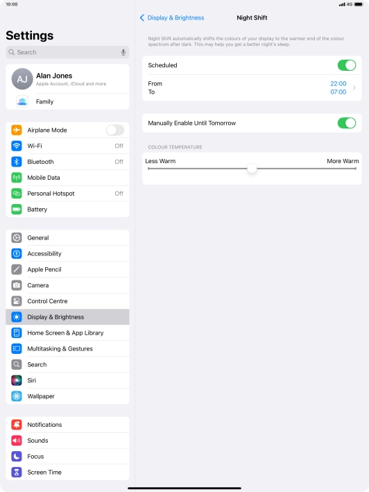 Press and drag the indicator below 