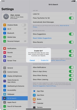 Press Enable Siri.