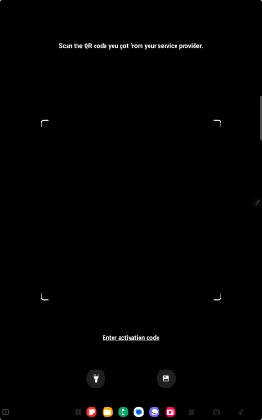 Place the QR code you've received inside the tablet camera frame to scan the code. Your eSIM is transferred to your new tablet over the internet.