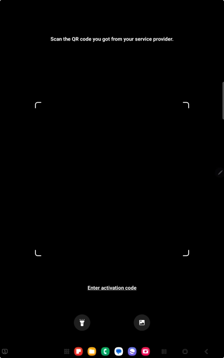 Place the QR code you've received inside the tablet camera frame to scan the code. Your eSIM is transferred to your new tablet over the internet.