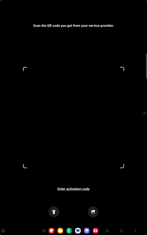 Place the QR code you've received inside the tablet camera frame to scan the code. Your eSIM is transferred to your new tablet over the internet.