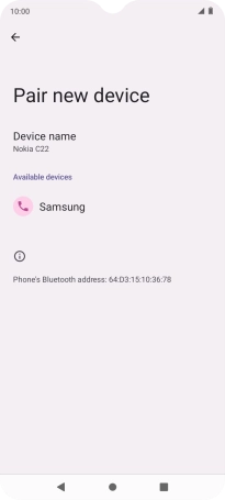 Press the required Bluetooth device and follow the instructions on the screen to pair the device with your phone.