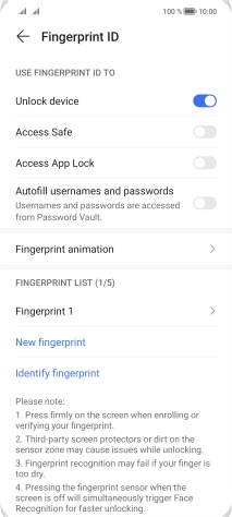 Press the indicators next to the required settings to turn them on or off.